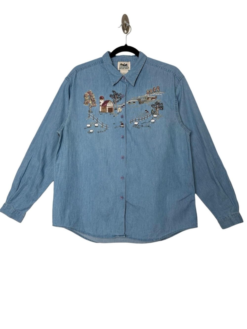 Prairiecore Farm Animal Embroidered Button Down Shirt Cottagecore Grannycore